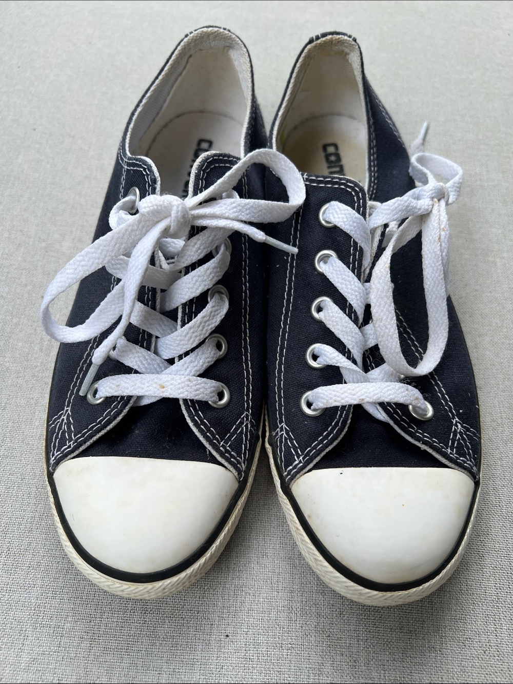Converse Navy Blue Canvas Low-Top Sneakers with White Laces